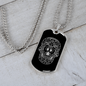 Calavera Mexican Sugar Skull 132 Necklace Stainless Steel or 18k Gold Dog Tag 24" Chain-Express Your Love Gifts