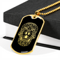 Calavera Mexican Sugar Skull 132 Necklace Stainless Steel or 18k Gold Dog Tag 24" Chain-Express Your Love Gifts