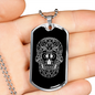 Calavera Mexican Sugar Skull 132 Necklace Stainless Steel or 18k Gold Dog Tag 24" Chain-Express Your Love Gifts