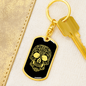 Calavera Mexican Sugar Skull 133 Keychain Stainless Steel or 18k Gold Dog Tag Keyring-Express Your Love Gifts