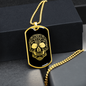 Calavera Mexican Sugar Skull 133 Necklace Stainless Steel or 18k Gold Dog Tag 24" Chain-Express Your Love Gifts