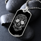 Calavera Mexican Sugar Skull 133 Necklace Stainless Steel or 18k Gold Dog Tag 24" Chain-Express Your Love Gifts