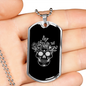 Calavera Mexican Sugar Skull 135 Necklace Stainless Steel or 18k Gold Dog Tag 24" Chain-Express Your Love Gifts