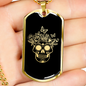 Calavera Mexican Sugar Skull 135 Necklace Stainless Steel or 18k Gold Dog Tag 24" Chain-Express Your Love Gifts