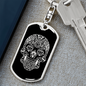 Calavera Mexican Sugar Skull 136 Keychain Stainless Steel or 18k Gold Dog Tag Keyring-Express Your Love Gifts