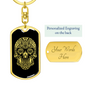 Calavera Mexican Sugar Skull 136 Keychain Stainless Steel or 18k Gold Dog Tag Keyring-Express Your Love Gifts