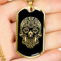 Calavera Mexican Sugar Skull 136 Necklace Stainless Steel or 18k Gold Dog Tag 24" Chain-Express Your Love Gifts