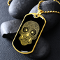 Calavera Mexican Sugar Skull 137 Necklace Stainless Steel or 18k Gold Dog Tag 24" Chain-Express Your Love Gifts