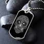 Calavera Mexican Sugar Skull 137 Necklace Stainless Steel or 18k Gold Dog Tag 24" Chain-Express Your Love Gifts