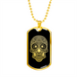 Calavera Mexican Sugar Skull 137 Necklace Stainless Steel or 18k Gold Dog Tag 24" Chain-Express Your Love Gifts