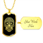 Calavera Mexican Sugar Skull 137 Necklace Stainless Steel or 18k Gold Dog Tag 24" Chain-Express Your Love Gifts