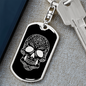 Calavera Mexican Sugar Skull 138 Keychain Stainless Steel or 18k Gold Dog Tag Keyring-Express Your Love Gifts