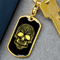 Calavera Mexican Sugar Skull 138 Keychain Stainless Steel or 18k Gold Dog Tag Keyring-Express Your Love Gifts