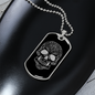 Calavera Mexican Sugar Skull 138 Necklace Stainless Steel or 18k Gold Dog Tag 24" Chain-Express Your Love Gifts
