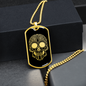 Calavera Mexican Sugar Skull 139 Necklace Stainless Steel or 18k Gold Dog Tag 24" Chain-Express Your Love Gifts