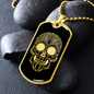 Calavera Mexican Sugar Skull 139 Necklace Stainless Steel or 18k Gold Dog Tag 24" Chain-Express Your Love Gifts