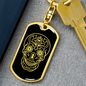 Calavera Mexican Sugar Skull 14 Keychain Stainless Steel or 18k Gold Dog Tag Keyring-Express Your Love Gifts