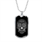 Calavera Mexican Sugar Skull 140 Necklace Stainless Steel or 18k Gold Dog Tag 24" Chain-Express Your Love Gifts