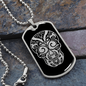 Calavera Mexican Sugar Skull 141 Necklace Stainless Steel or 18k Gold Dog Tag 24" Chain-Express Your Love Gifts