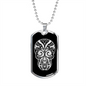 Calavera Mexican Sugar Skull 141 Necklace Stainless Steel or 18k Gold Dog Tag 24" Chain-Express Your Love Gifts