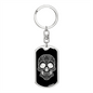 Calavera Mexican Sugar Skull 142 Keychain Stainless Steel or 18k Gold Dog Tag Keyring-Express Your Love Gifts
