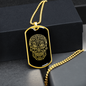 Calavera Mexican Sugar Skull 142 Necklace Stainless Steel or 18k Gold Dog Tag 24" Chain-Express Your Love Gifts