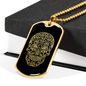 Calavera Mexican Sugar Skull 142 Necklace Stainless Steel or 18k Gold Dog Tag 24" Chain-Express Your Love Gifts