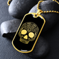 Calavera Mexican Sugar Skull 143 Necklace Stainless Steel or 18k Gold Dog Tag 24" Chain-Express Your Love Gifts