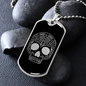 Calavera Mexican Sugar Skull 143 Necklace Stainless Steel or 18k Gold Dog Tag 24" Chain-Express Your Love Gifts