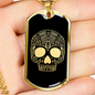 Calavera Mexican Sugar Skull 143 Necklace Stainless Steel or 18k Gold Dog Tag 24" Chain-Express Your Love Gifts