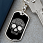 Calavera Mexican Sugar Skull 144 Keychain Stainless Steel or 18k Gold Dog Tag Keyring-Express Your Love Gifts