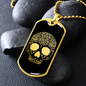 Calavera Mexican Sugar Skull 144 Necklace Stainless Steel or 18k Gold Dog Tag 24" Chain-Express Your Love Gifts