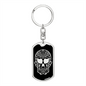 Calavera Mexican Sugar Skull 146 Keychain Stainless Steel or 18k Gold Dog Tag Keyring-Express Your Love Gifts