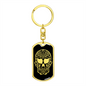 Calavera Mexican Sugar Skull 146 Keychain Stainless Steel or 18k Gold Dog Tag Keyring-Express Your Love Gifts