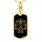 Calavera Mexican Sugar Skull 147 Keychain Stainless Steel or 18k Gold Dog Tag Keyring-Express Your Love Gifts
