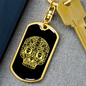 Calavera Mexican Sugar Skull 149 Keychain Stainless Steel or 18k Gold Dog Tag Keyring-Express Your Love Gifts