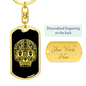 Calavera Mexican Sugar Skull 149 Keychain Stainless Steel or 18k Gold Dog Tag Keyring-Express Your Love Gifts