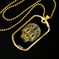 Calavera Mexican Sugar Skull 149 Necklace Stainless Steel or 18k Gold Dog Tag 24" Chain-Express Your Love Gifts