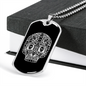 Calavera Mexican Sugar Skull 149 Necklace Stainless Steel or 18k Gold Dog Tag 24" Chain-Express Your Love Gifts