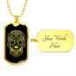Calavera Mexican Sugar Skull 15 Necklace Stainless Steel or 18k Gold Dog Tag 24" Chain-Express Your Love Gifts