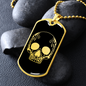 Calavera Mexican Sugar Skull 150 Necklace Stainless Steel or 18k Gold Dog Tag 24" Chain-Express Your Love Gifts