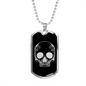 Calavera Mexican Sugar Skull 150 Necklace Stainless Steel or 18k Gold Dog Tag 24" Chain-Express Your Love Gifts