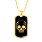 Calavera Mexican Sugar Skull 150 Necklace Stainless Steel or 18k Gold Dog Tag 24" Chain-Express Your Love Gifts