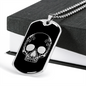 Calavera Mexican Sugar Skull 150 Necklace Stainless Steel or 18k Gold Dog Tag 24" Chain-Express Your Love Gifts
