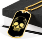 Calavera Mexican Sugar Skull 150 Necklace Stainless Steel or 18k Gold Dog Tag 24" Chain-Express Your Love Gifts