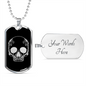 Calavera Mexican Sugar Skull 150 Necklace Stainless Steel or 18k Gold Dog Tag 24" Chain-Express Your Love Gifts