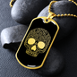Calavera Mexican Sugar Skull 152 Necklace Stainless Steel or 18k Gold Dog Tag 24" Chain-Express Your Love Gifts