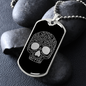 Calavera Mexican Sugar Skull 152 Necklace Stainless Steel or 18k Gold Dog Tag 24" Chain-Express Your Love Gifts