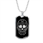 Calavera Mexican Sugar Skull 153 Necklace Stainless Steel or 18k Gold Dog Tag 24" Chain-Express Your Love Gifts