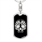 Calavera Mexican Sugar Skull 155 Keychain Stainless Steel or 18k Gold Dog Tag Keyring-Express Your Love Gifts